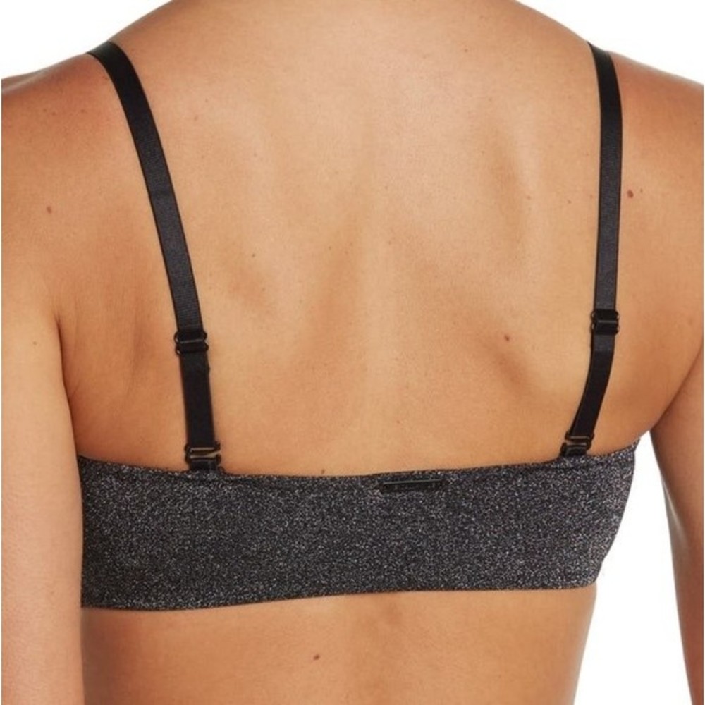 NWT Kendall & Kylie Womens Bandeau High Leg 2 Piece Bikini Black Silver Size XL - Picture 10 of 16